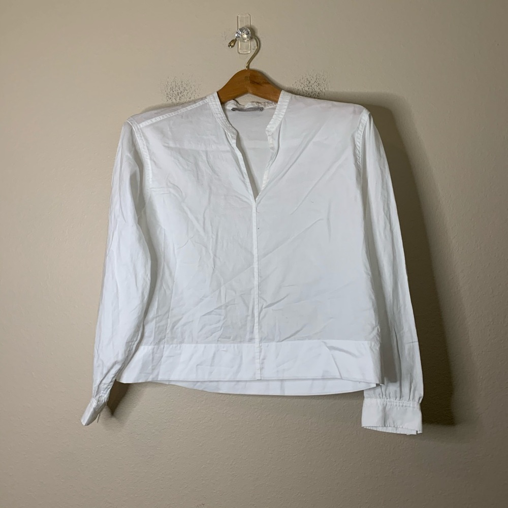 Everlane White 100% Cotton Popover Long Sleeve Cotton Blouse 00